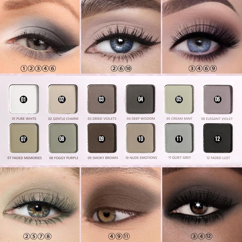 Matte Eyeshadow Palette - Ultra-Pigmented Cool Toned Shades | Blendable, Long Lasting, Natural Finish for Mature Skin
