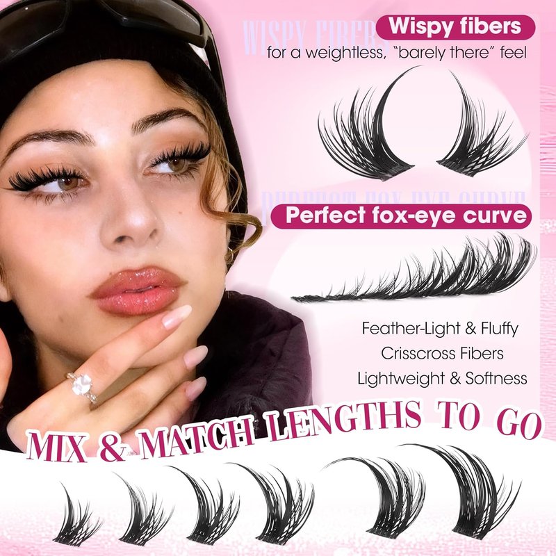 Fox Eye Lash Clusters Wispy Eyelash Clusters Cat Eye Lashes Clusters Pre Mapped Fairy Cluster Eyelash Extensions Spiky Cluster Lash Extensions by Delyneph