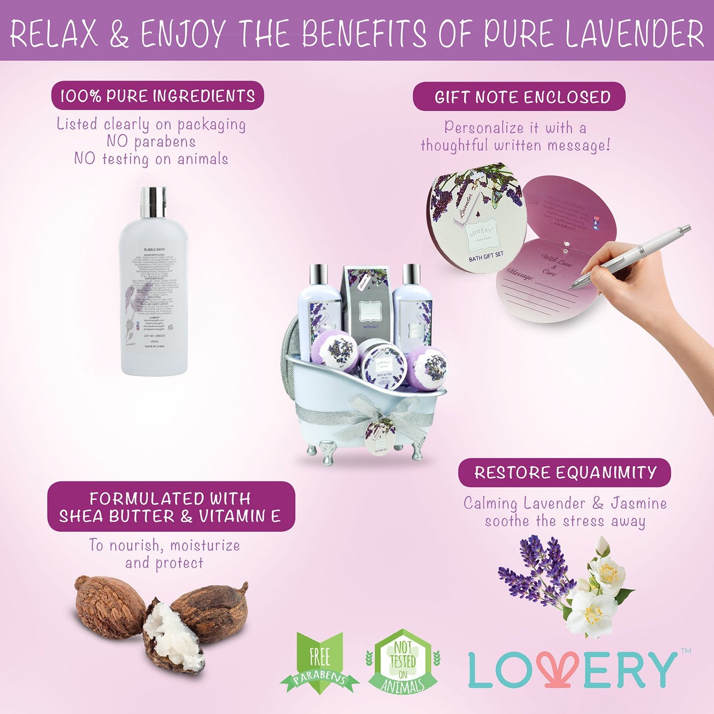 Mothers Day Bath Gift Basket Set for Women: Relaxing at Home Spa Kit Scented - Lavender and Jasmine with Large Bath Bombs, Salts, Shower Gel, Body Butter Lotion, Bath Oil, Bubble Bath, Loofah & More