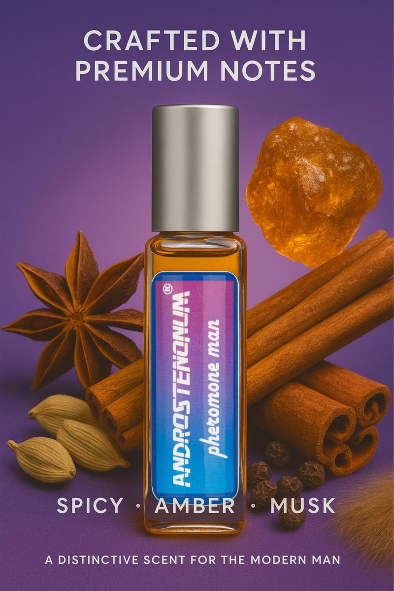 Pheromone Cologne for Men ANDROSTENONUM Strong Roll On Perfume Oil with 48-Hour Long-Lasting Formula - Mens Cologne Pheromone Perfumes for Daily Wear - The Original Perfumes for Men 0.34 Fl Oz