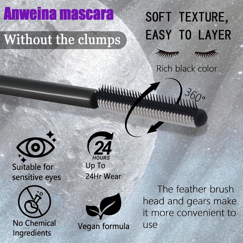 2PCS Iron Wand Mascara, Feather Lash Iron Mascara, Metal Mascara Wand, 3d Curling Eyelash, Added Fiber, Natural Length Slim Volume Building, Long-Lasting Smudge-Proof