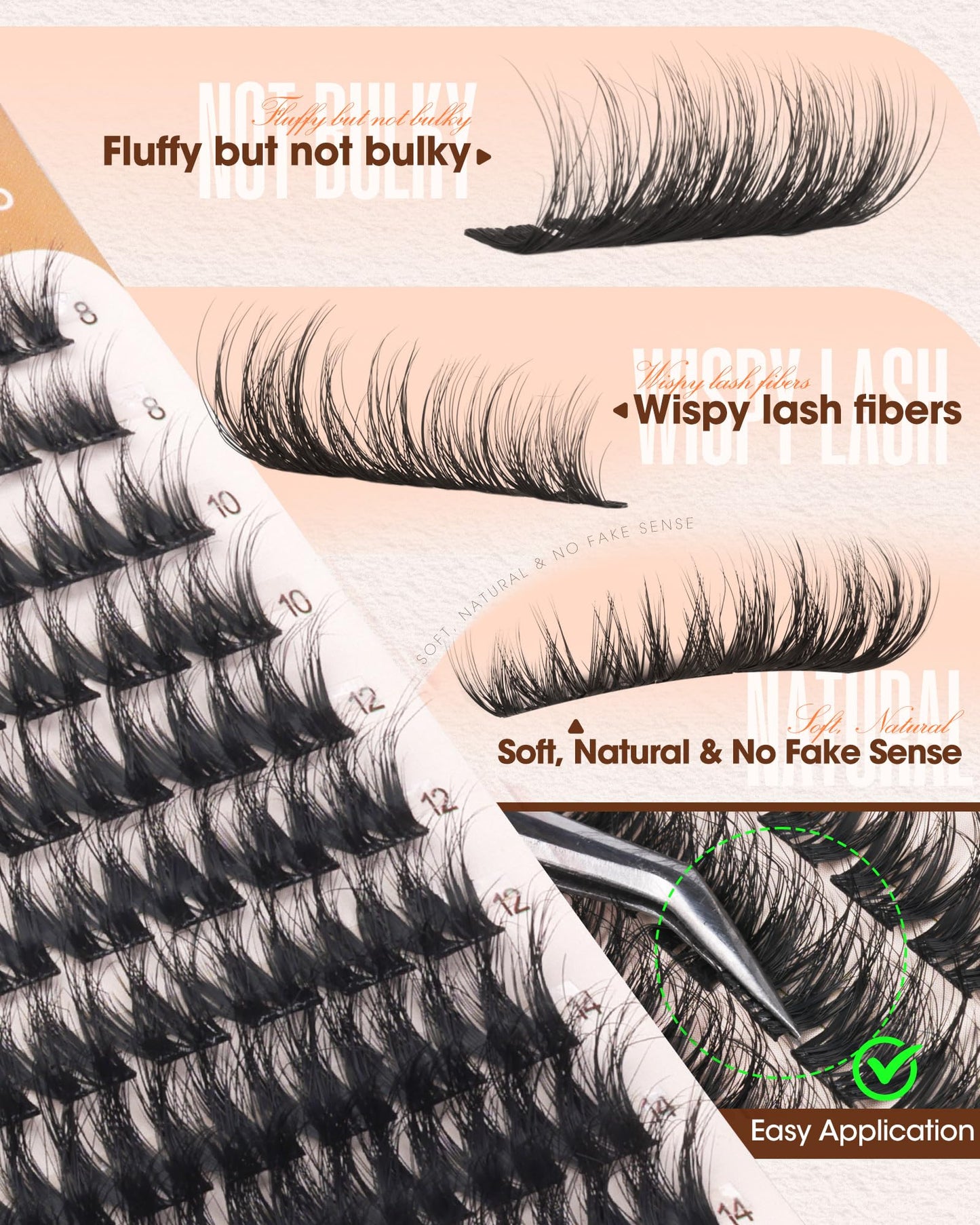 Wispy Lash Clusters Fluffy Cluster Eyelash Extensions Natural Eyelash Clusters 8-14mm Short Lash Clusters C Curl Cluster Lashes Extensions DIY Fairy Individual Lashes by Delyneph