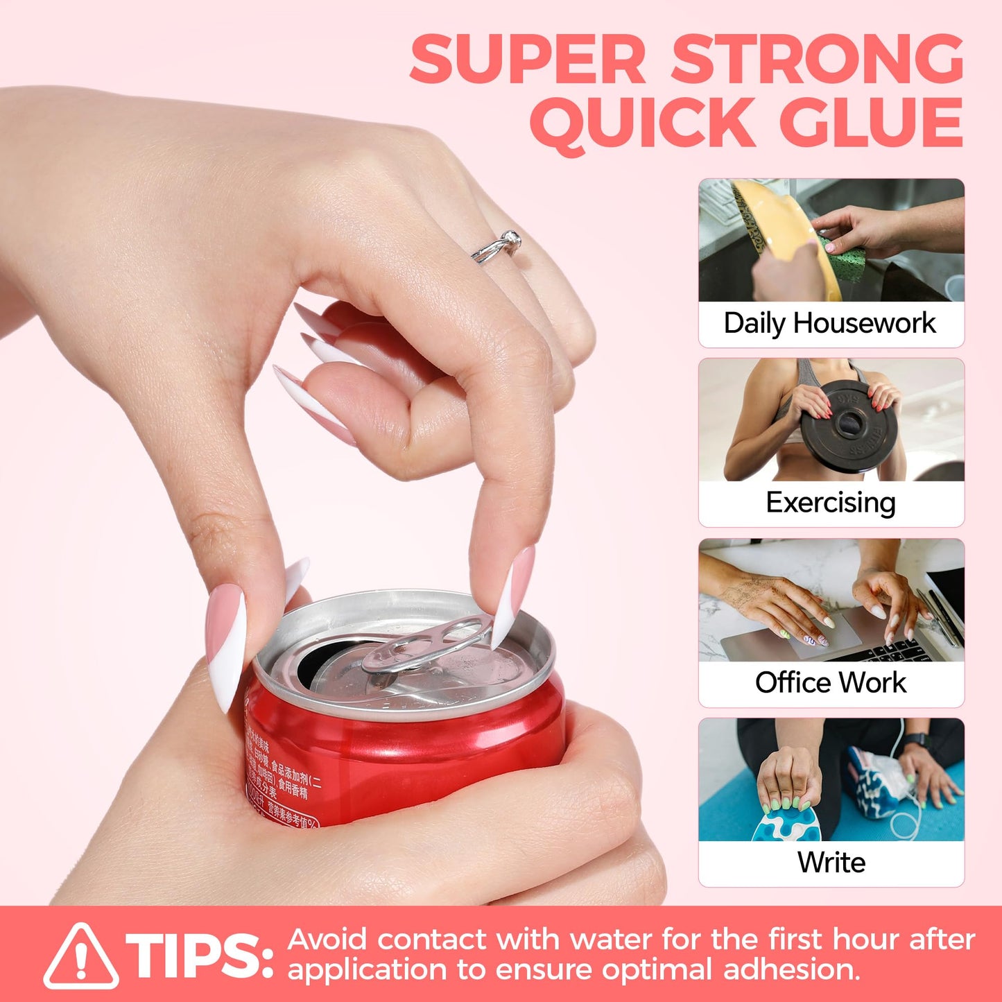 Super Strong Gel Nail Glue for Press On Nails: Upgraded No U V Lamp Needed Glue Gel, Travel-Size 5ml Air Quickly Dry for Nail Tips Fake Nails Long Lasting with Professional Salon Quality