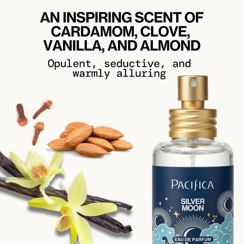 Pacifica Silver Moon Perfume - Long-Lasting Warm Vanilla & Almond Fragrance for Women | 1oz, Vegan & Cruelty-Free