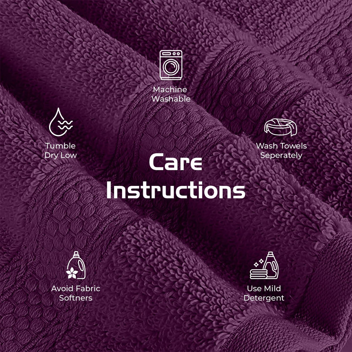 RIVERSIDE 12-Pack Premium 100% Cotton Purple Passion Face Towels for Bathroom [12x12] - Reusable Luxury Face Wash Cloths for Showering - 550 GSM Super Soft & Absorbent Washcloths for Body, Spa & Gym