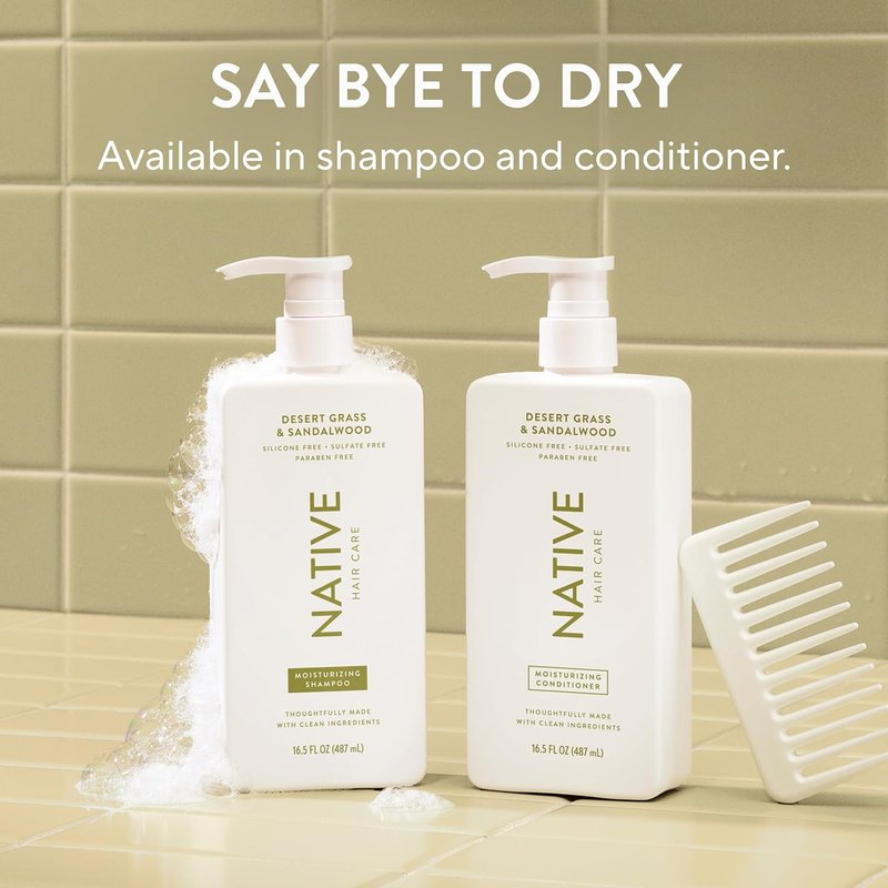 Native Desert Grass & Sandalwood Shampoo & Conditioner - Naturally Derived, Sulfate & Dye Free | 2-Pack for All Hair Types