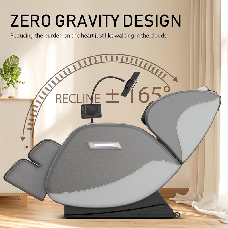 Skiennix 2026 Massage Chair - Full Body 4D Zero Gravity with Heat Therapy & Shiatsu Foot Rollers | Gray