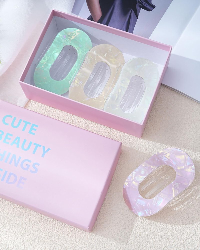 French Flat Hair Clips for Women - 4 Pack Stylish Nonslip Duckbill Claws | Mermaid Colorful Design, 3.74” Size