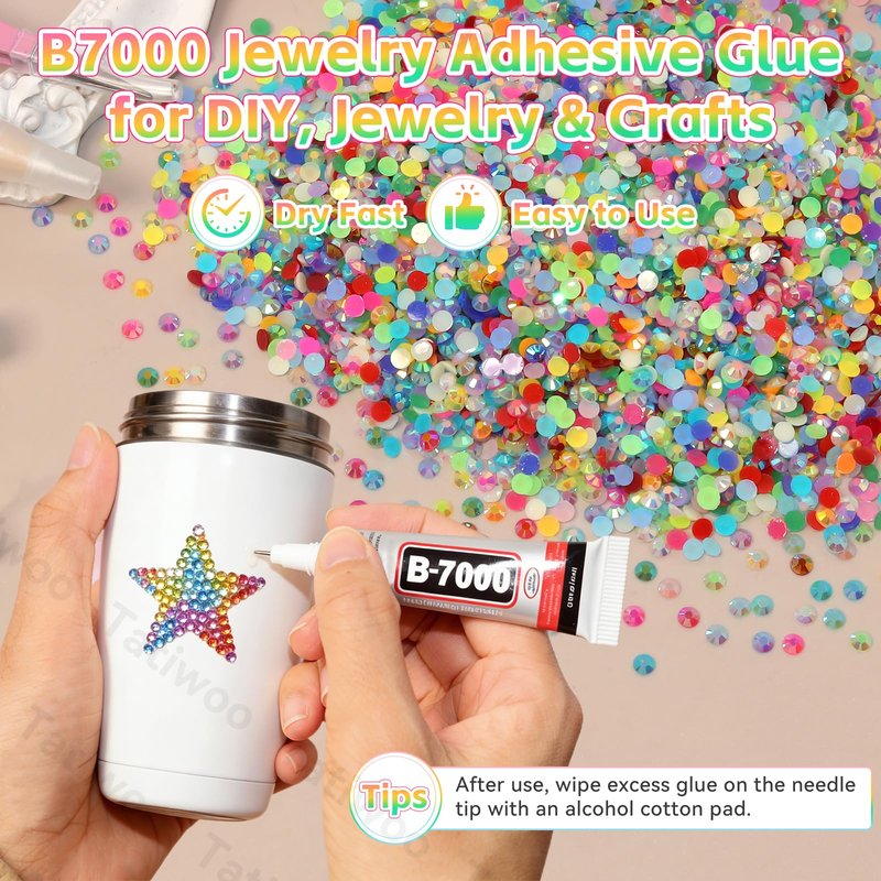 5000Pcs 3mm Rhinestones Bedazzling Kit with Tools, Color Jelly Resin Rhinestones for Bedazzling, Flatback Resin Gems for Crafts, Bedazzler Kit for Clothing Shoes DIY Face Makeup Tumblers