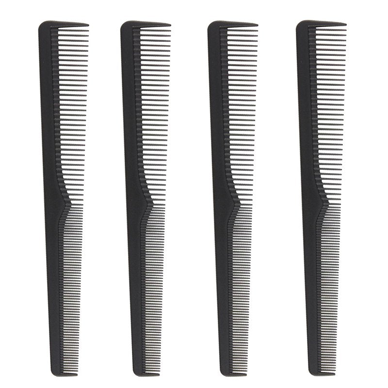 Premium Carbon Fiber Barber Combs - 4 Pack - Heat Resistant Barbers Comb, 7.3 Inch - Ideal for Home and Professional Use, Taper