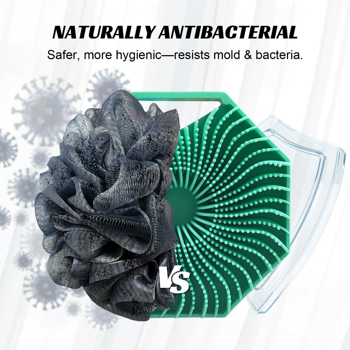 YASUEBI Silicone Body Scrubber Loofah Silicone Scrubber for Nourishing Non-Slip Handheld Cleansing Brush Mens Body Scrubber for Women Long-Lasting & Easy to Clean（Green）