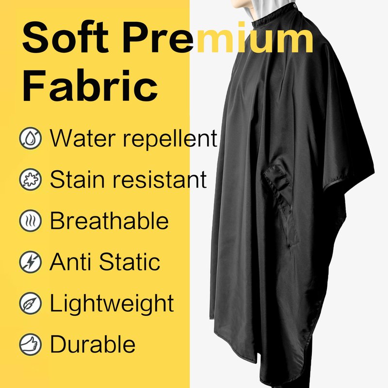 Salon Professional Barber Cape with Multi Position Snap Closure Hair Cutting Kits Thin Hairdressing Capes for Unisex 47” * 56”