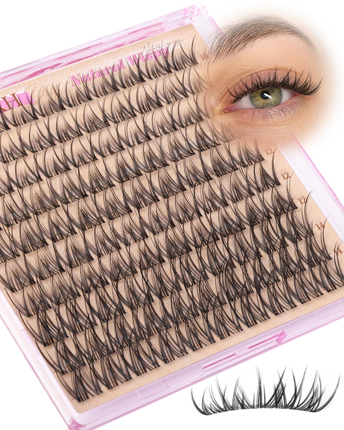 Spider Lash Clusters Breeze Ghost Lashes Vibe Wispy Lash Extension Short Eyelash Clusters 10-14mm Natural Individual Lashes with Clear Band CC Curly DIY Salon Cluster Eyelash Extensions
