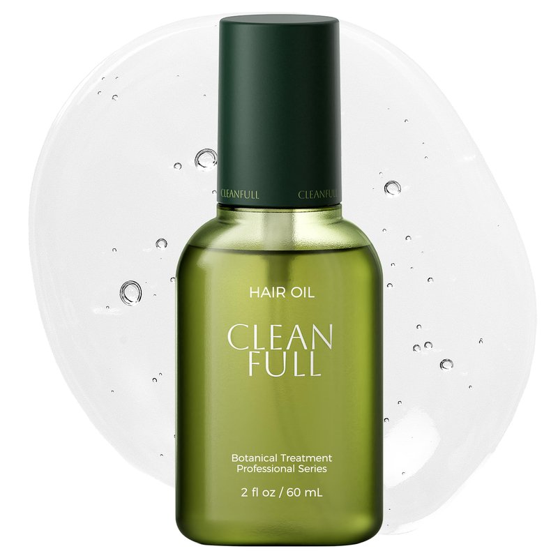CLEANFULL Botanical Hair Oil for Dry & Damaged Hair, Lightweight Leave-In Hair Serum with Heat Protection, Frizz Control, Shine & Split End Care, Vegan & Cruelty-Free, Paraben & Sulfate Free (2 fl oz)