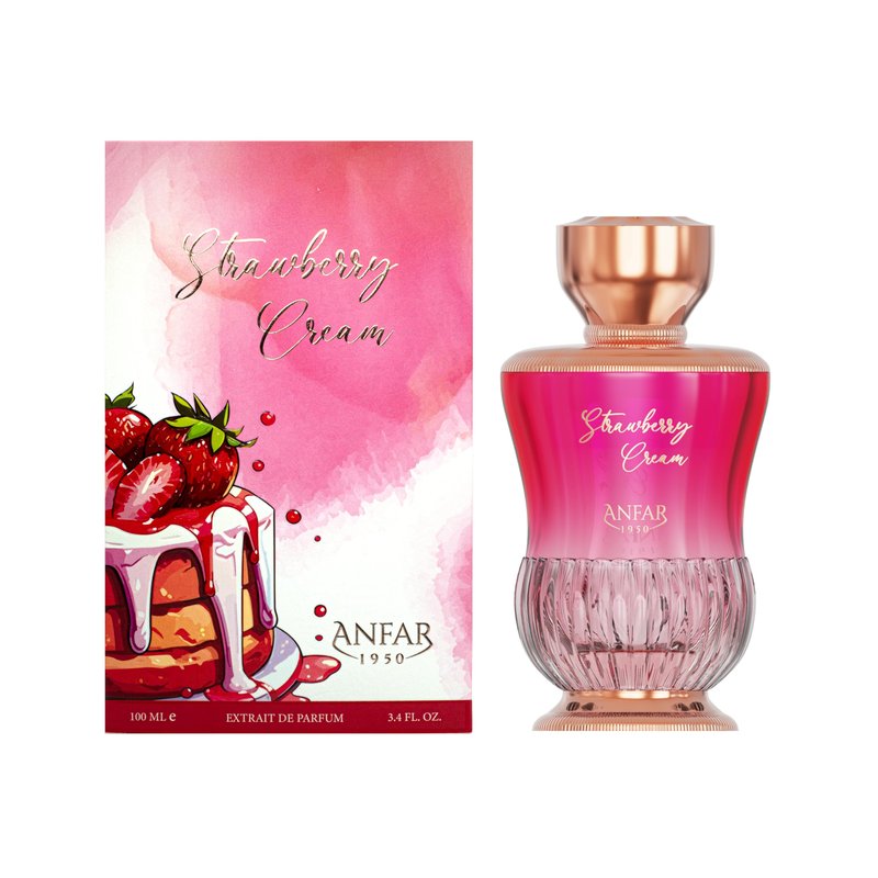 Anfar Strawberry Cream - Fruity Floral Gourmand Fragrance - Women Perfume - Notes of Freesia, Lemon, Marshmallow, and Whipped Cream - 3.4 oz