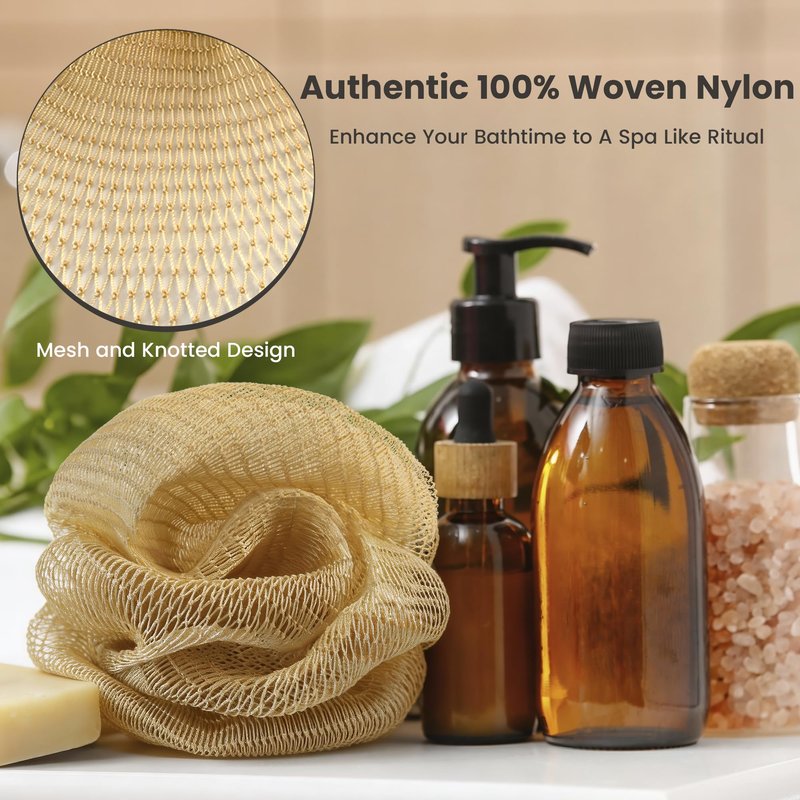 ADETON African Net Sponge Authentic with Knots, 2 Pieces Exfoliating Body Scrubber, Sapo Bath Sponge, Nylon Loofah Washcloth, Back Scrub for Shower, Body Exfoliator, Skin Care Bathroom Essentials.