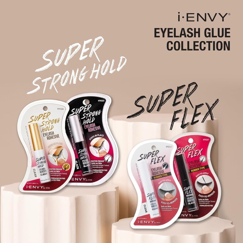 i-ENVY By KISS Eyelash Adhesive - Waterproof, Long-Lasting Strip Lash Glue | Allergy & Latex Free, Black (3 Pack)