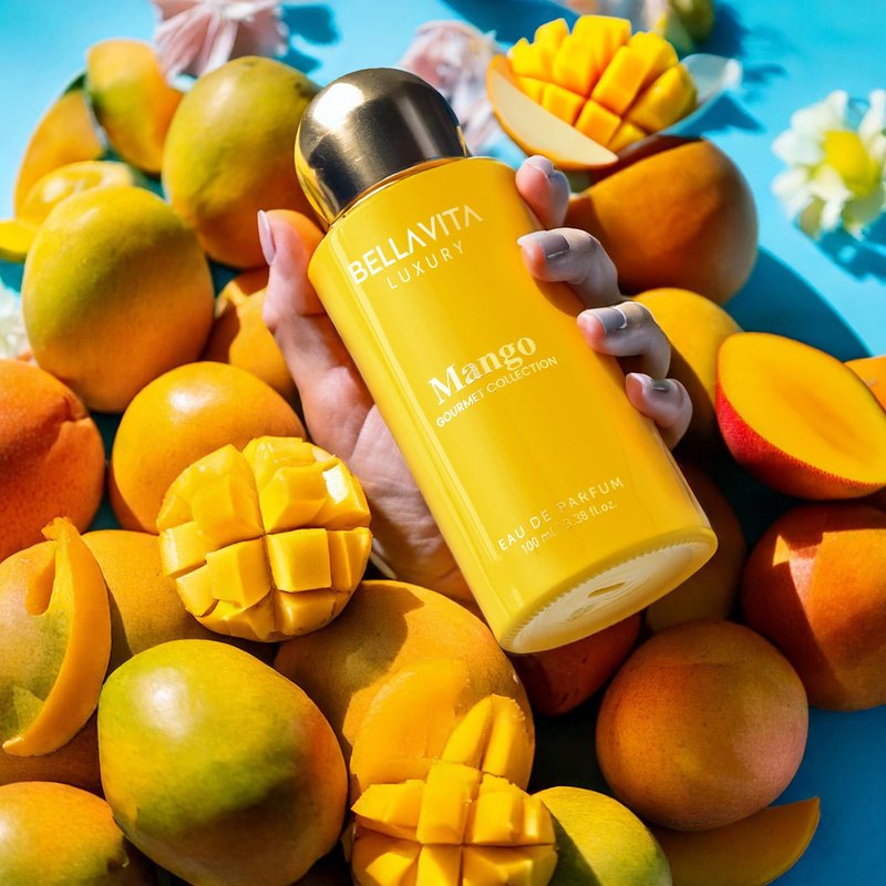 Bellavita Luxury Mango Eau de Parfum | 100 ml (3.4 fl.oz.) | Perfume for Men and Women | Gourmet, Mango, Ylang, and Siam Benzoin Notes | Long Lasting Unisex Fragrance