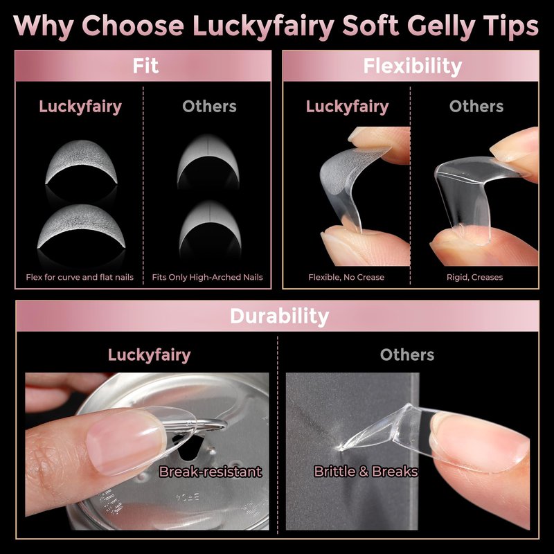 Almond Nail Tips: 240pcs Pointed Almond Soft Gel Nail Tips, Pre-shape Short Nails, Half Matte Full Cover Clear Acrylic Fake Press On Nails for Nail Extension Home Nail Art 12 Sizes Gelly Tips