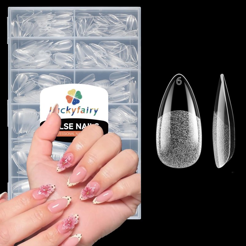 Almond Nail Tips: 240pcs Pointed Almond Soft Gel Nail Tips, Pre-shape Short Nails, Half Matte Full Cover Clear Acrylic Fake Press On Nails for Nail Extension Home Nail Art 12 Sizes Gelly Tips