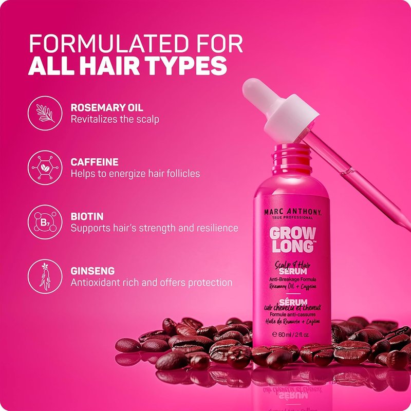 Marc Anthony Grow Long Hair Serum - Anti-Breakage Scalp Treatment for Nourished & Hydrated Hair | 2 fl oz