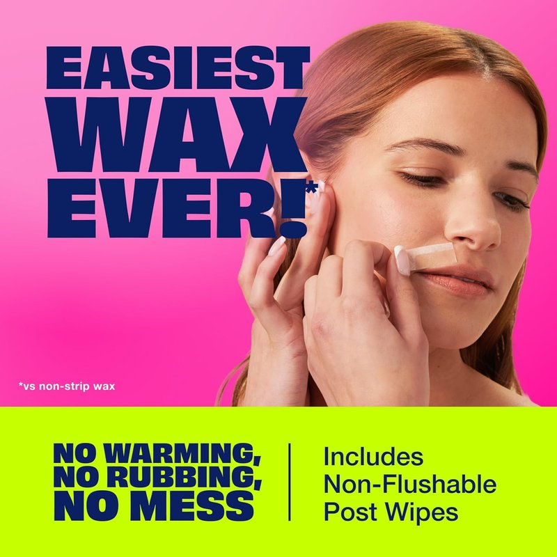 Nair Hair Remover Wax Strips - Face & Bikini Hair Removal with Orchid & Cherry Blossom Extracts | 40 Count