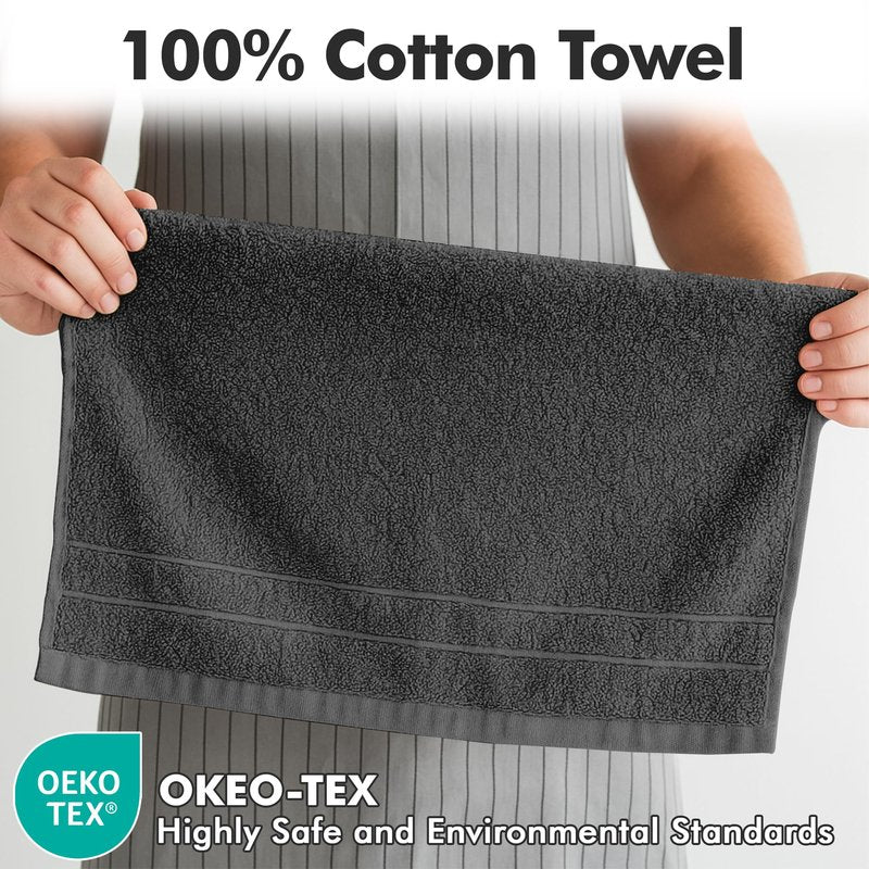 Novo Home 100% Cotton Hand Towels for Bathroom – Soft & Absorbent Towel Set– Pack of 6 Small Towel (34x20in) – Quick Dry Luxury Cotton Hand Towels – Dark Grey