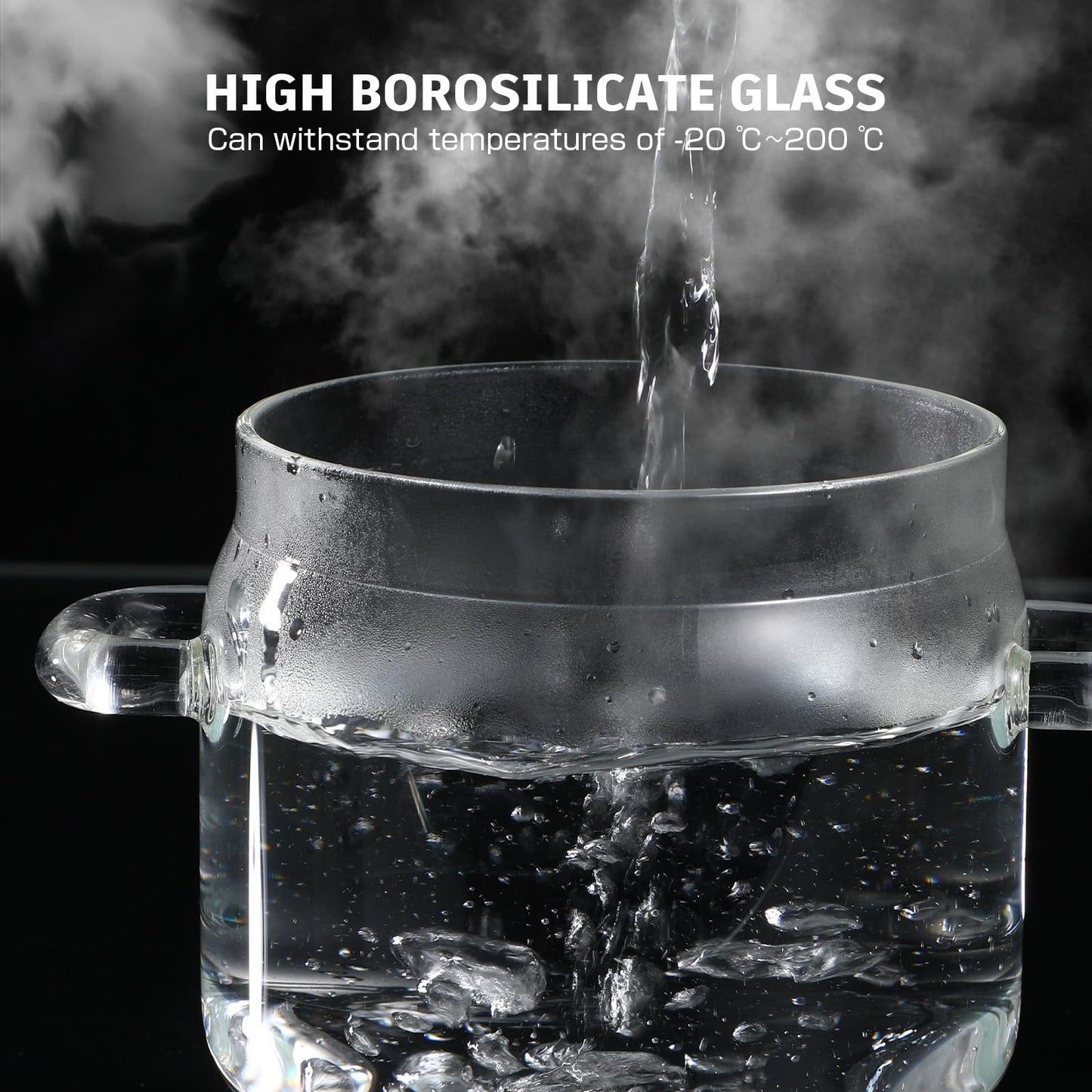 Hemoton Glass Pot with Lid 23Oz Clear Heat-Resistant Borosilicate Stewing Pot for Cooking Soup Noodles Tea and Milk on Stovetop