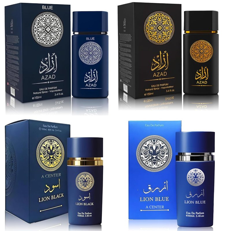 A CENTER Cologne for Men - 4-Piece Gift Set with AZAD, AZAD Blue & Lion Black - 100ml Each