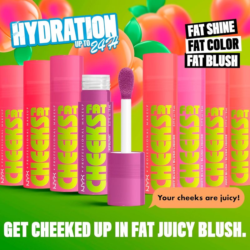 NYX PROFESSIONAL MAKEUP Fat Cheeks Liquid Blush - Buildable Dewy Formula for 12HR Wear | Peach Plunge