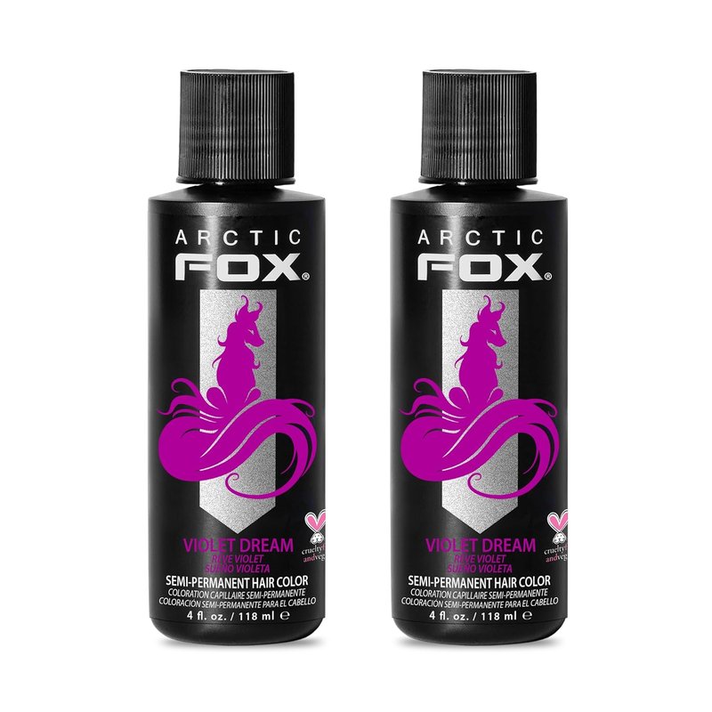 Arctic Fox Semi-Permanent Hair Dye - Vegan Ammonia-Free Conditioning Color | Vibrant Purple Violet Dream 4 fl oz (Pack of 2)