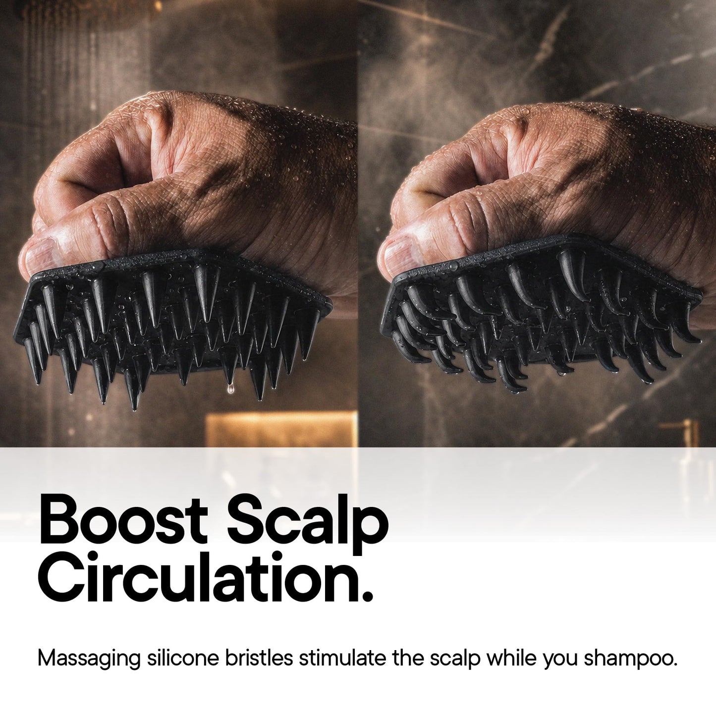 TOOLETRIES Scalp Scrubber & Hook - Silicone Exfoliating Hair Scrubber for Men, Bath & Shower Accessories - Features Silicone-Grip Technology, Removable & Reusable