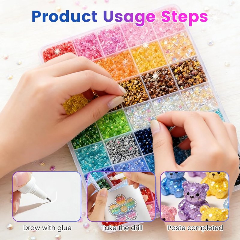 Bedazzler Kit - 2026 Multicolor 3mm Flatback Rhinestones for Nail Art & Crafting (24000 Pieces)