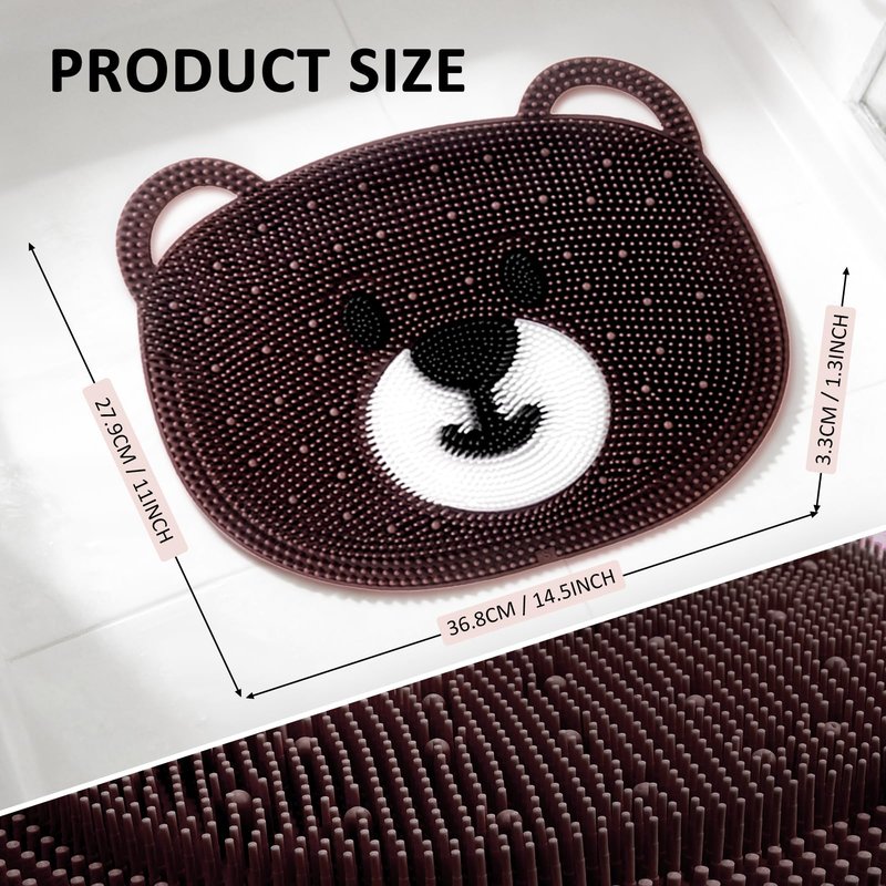 EaTubano Foot Scrubber Mat for Shower – Silicone Exfoliating Foot Scrub, Dead Skin & Callus Remover, Non-Slip with Suction Cups, Bath Mat for Feet, 14.5" x 11" Brown