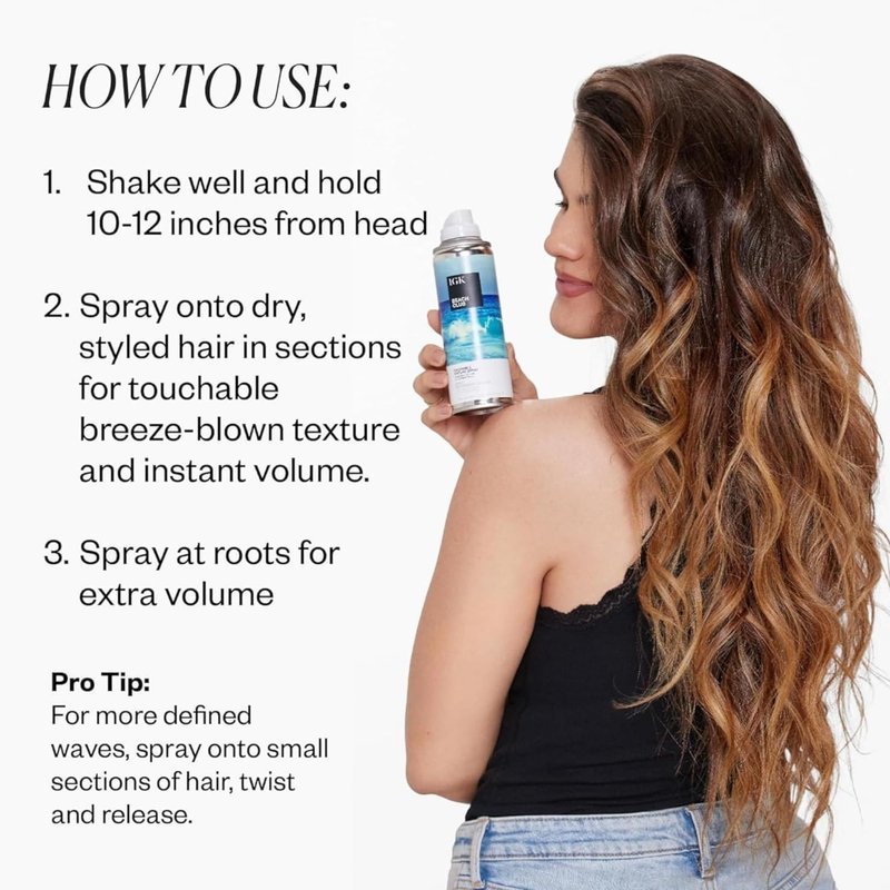 IGK BEACH CLUB Volumizing Texture Spray | Beach Wave Spray for Instant Volume & Tousled Texture | Non-Drying Fullness with Flexible Hold | 5oz