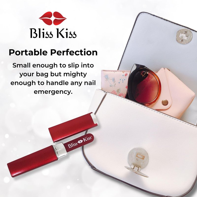 Bliss Kiss Simply Czech Crystal Glass Nail File case & Sleeve | Small Gentle Nail Files for Natural Nails, Durable Manicure Tool, Perfect Travel Size, Emery Boards Alternative