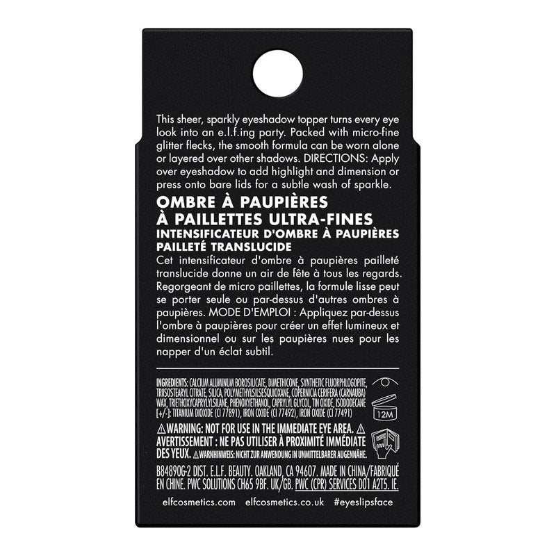 e.l.f. Fine As Fleck Glitter Eyeshadow - Long-Lasting Sheer Makeup with Shimmer Finish | Vegan & Cruelty-Free, White Hot