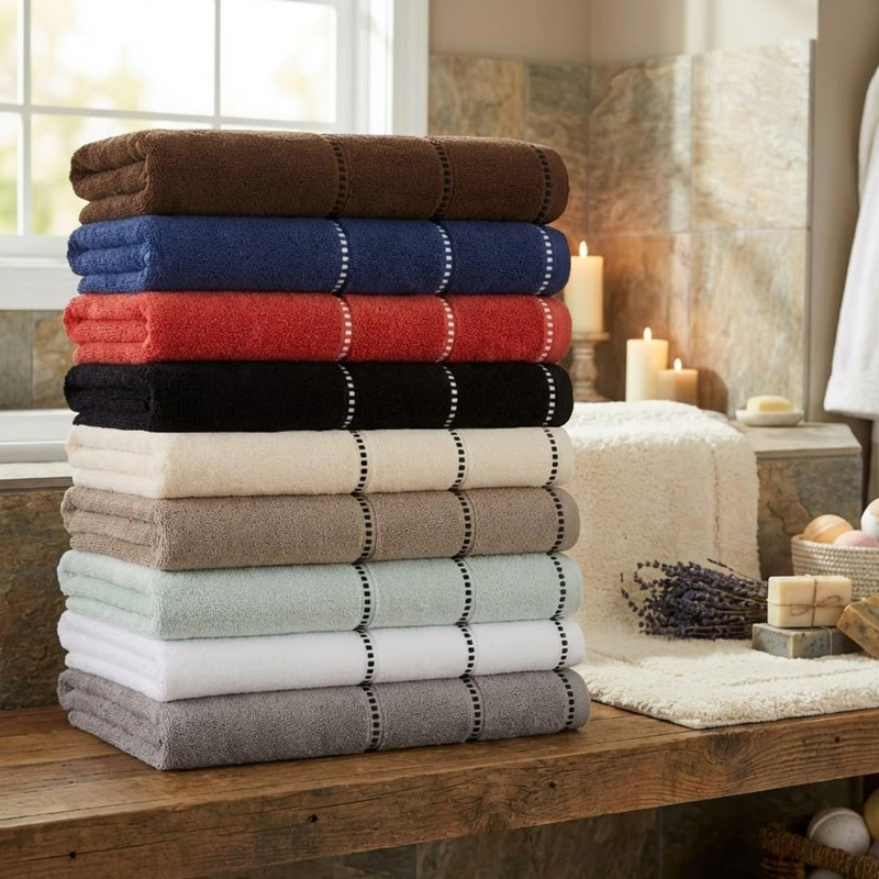 Lavish Home 6 Piece Bathroom Towels Set - 525GSM 100% Cotton Bathroom Essentials - 2 Bath Sheets, 2 Hand Towels, and 2 Wash Cloths for Bath, Shower, Gym, Spa, and Dorm Room (White)