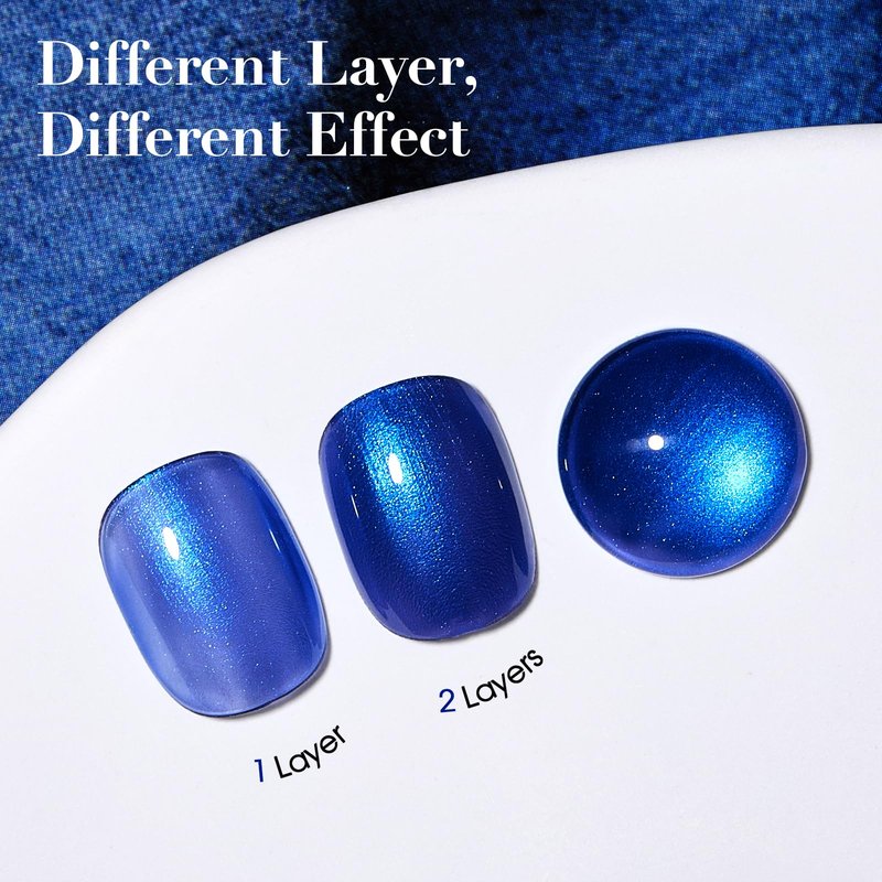 COSMOO Royal Blue Nail Polish 12ml, Shimmer Cobalt Blue Quick Dry Nail Lacquer, High Glossy Super Lustrous Nail Enamel Polish, Iridescent Ultrachrome Art Varnish, 0.41 fl oz