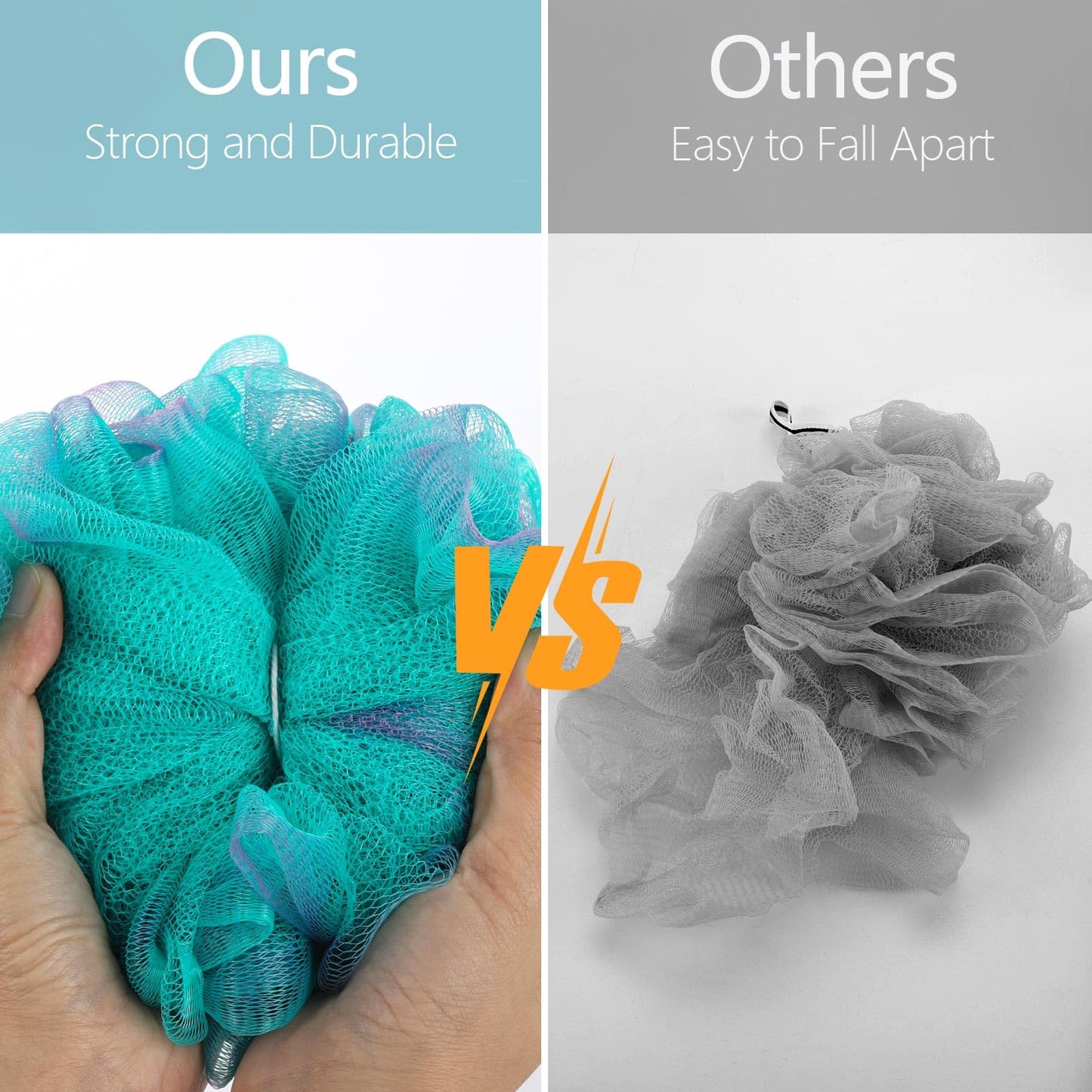 BTYMS XXL Large Loofah 100g/pc, Exfoliating Bath Sponge Body Scrubber Mesh Pouf Bath Scrunchies Shower Puffs - Pack of 4