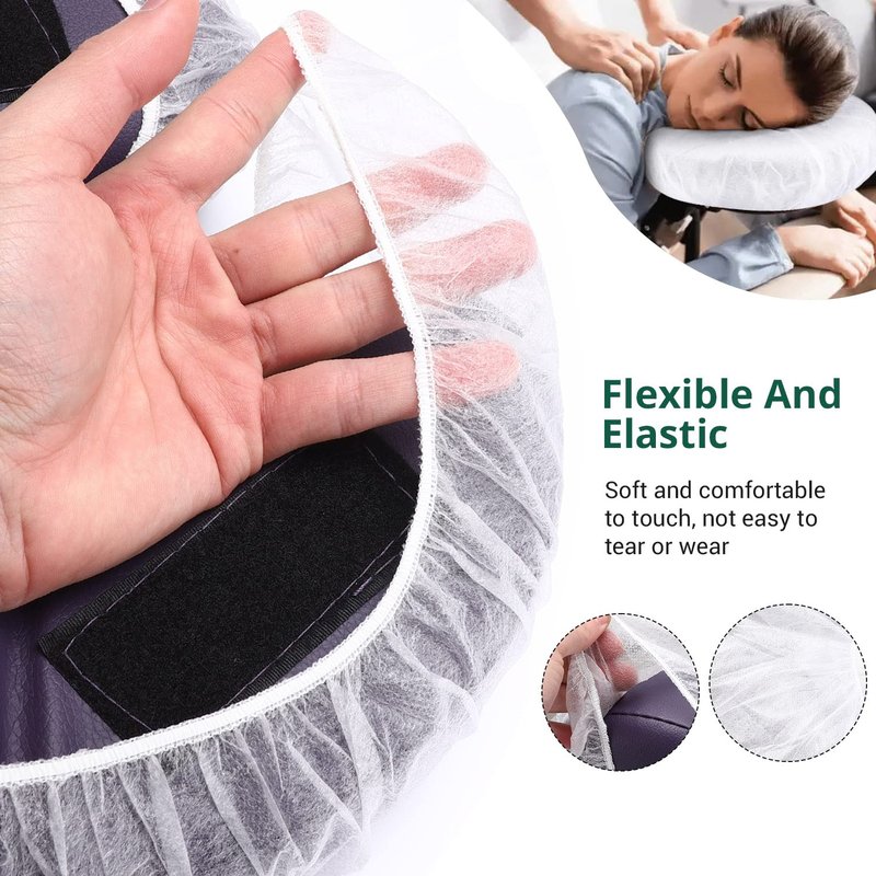 Noverlife 100PCS Disposable Fitted Face Cradle Covers, Non-woven Ultra Soft Massage Face Covers Headrest Covers for Massage Tables & Massage Chairs, Universal Size Beauty Salon SPA Face Rest Covers