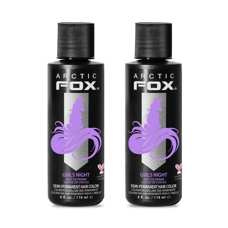 Arctic Fox Semi-Permanent Hair Dye, Vegan & Cruelty-Free, Pastel Lilac Color for Platinum Blonde Hair, Ammonia & Peroxide Free, Conditioning Formula, Girls Night, 4 Fl Oz (Pack of 2)