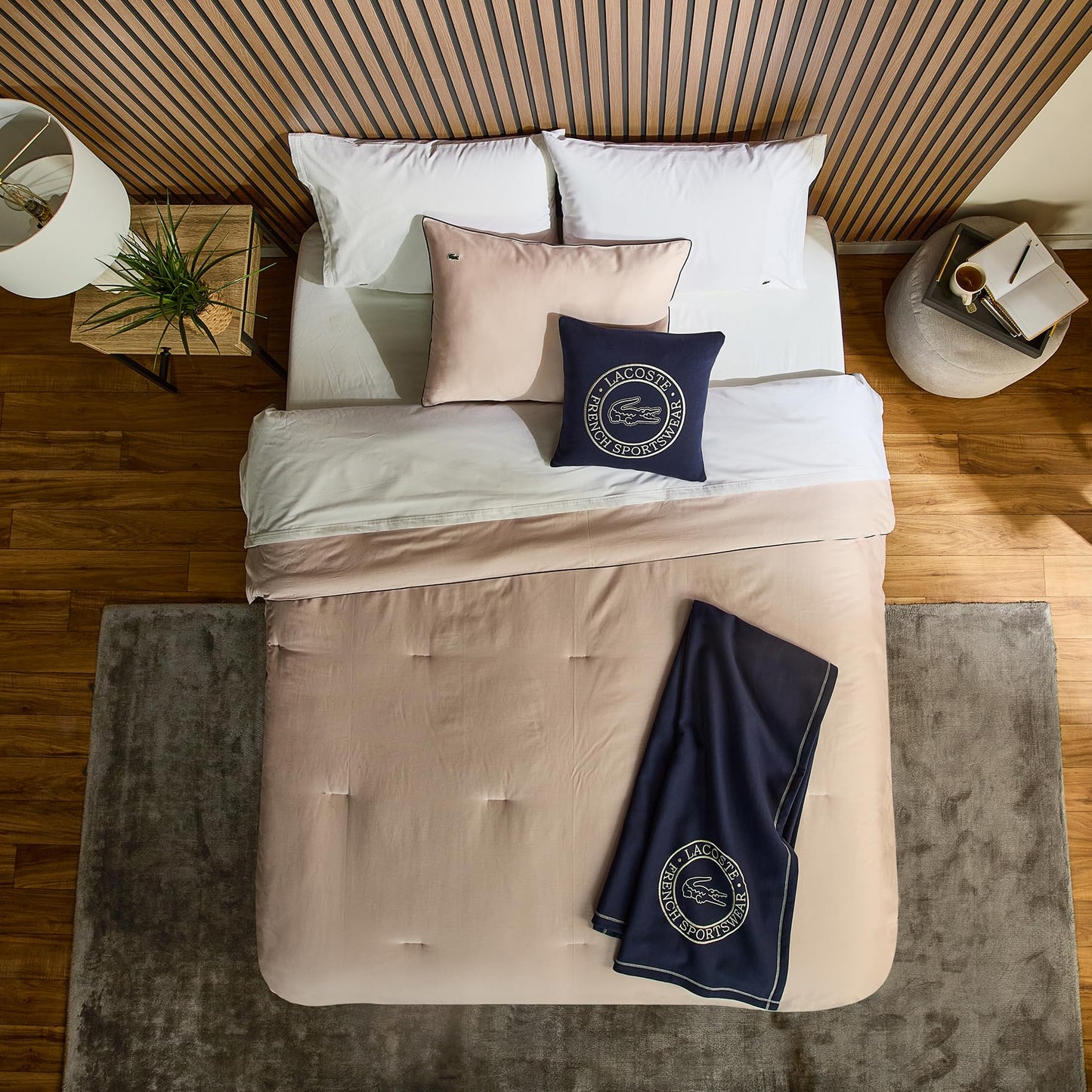 Lacoste 50" x 70" Sportswear Throw Blanket – Ultra Soft Cozy & Comfy Sweatshirt Knit, Premium Cotton and Polyester Blend, Luxury Home Decor for Bed Sofa Chair Couch, Embroidered Crocodile Logo, Navy