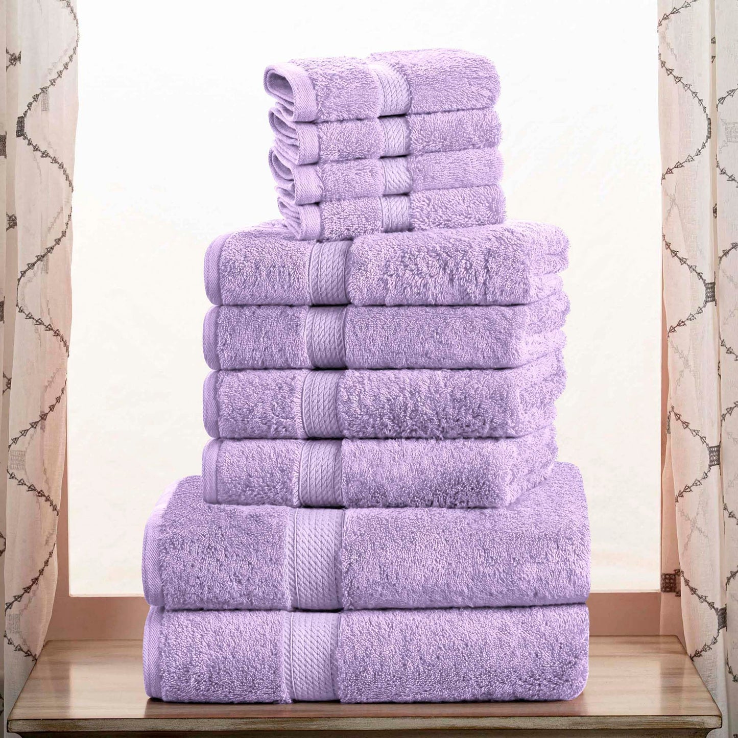 Superior Egyptian Cotton Ultra Plush & Absorbent, 10 Piece Set, Purple