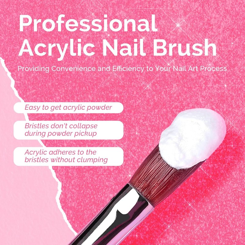 Kolinsky Acrylic Nail Brush - Professional Nail Art Tool for Acrylic Application | 80% Kolinsky Hair, 3D Carving