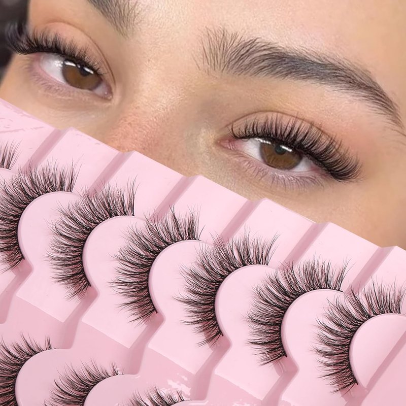 Natural Wispy False Eyelashes - Flared Style for a Natural Look | 7 Pairs D-K06