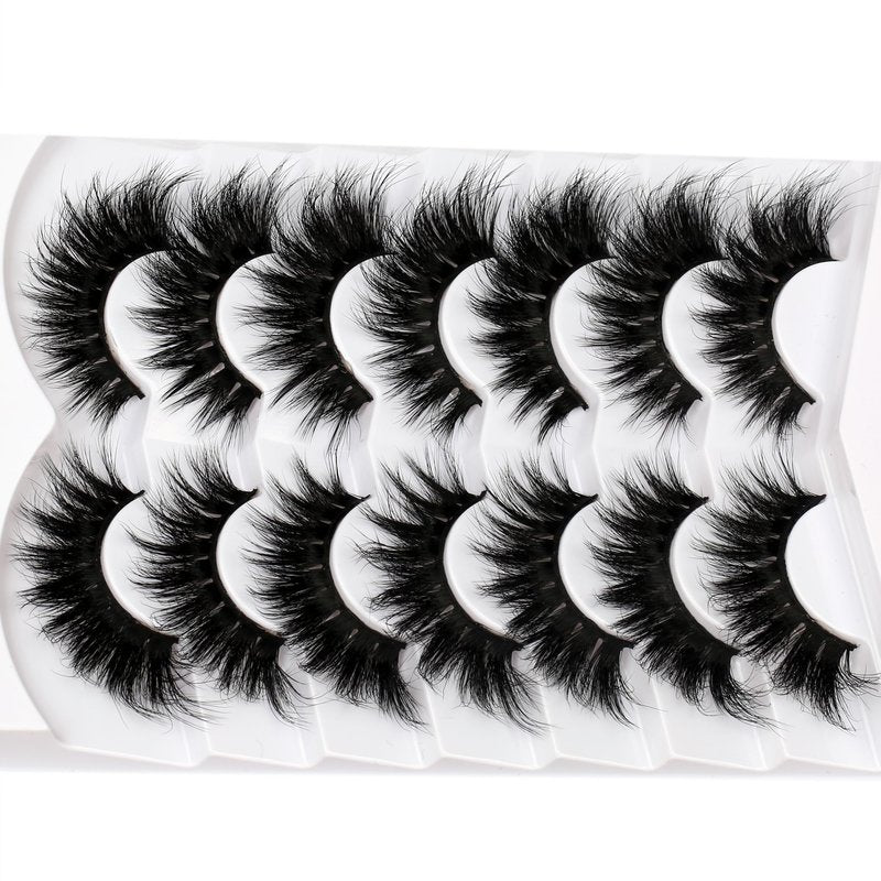 Pooplunch Cat Eye Look Dramatic False Eyelashes Extension Volume Thick 20MM Long Wispy 8D Soft Faux Mink Lash Fake Eyelashes Strips 7 Pairs Pack