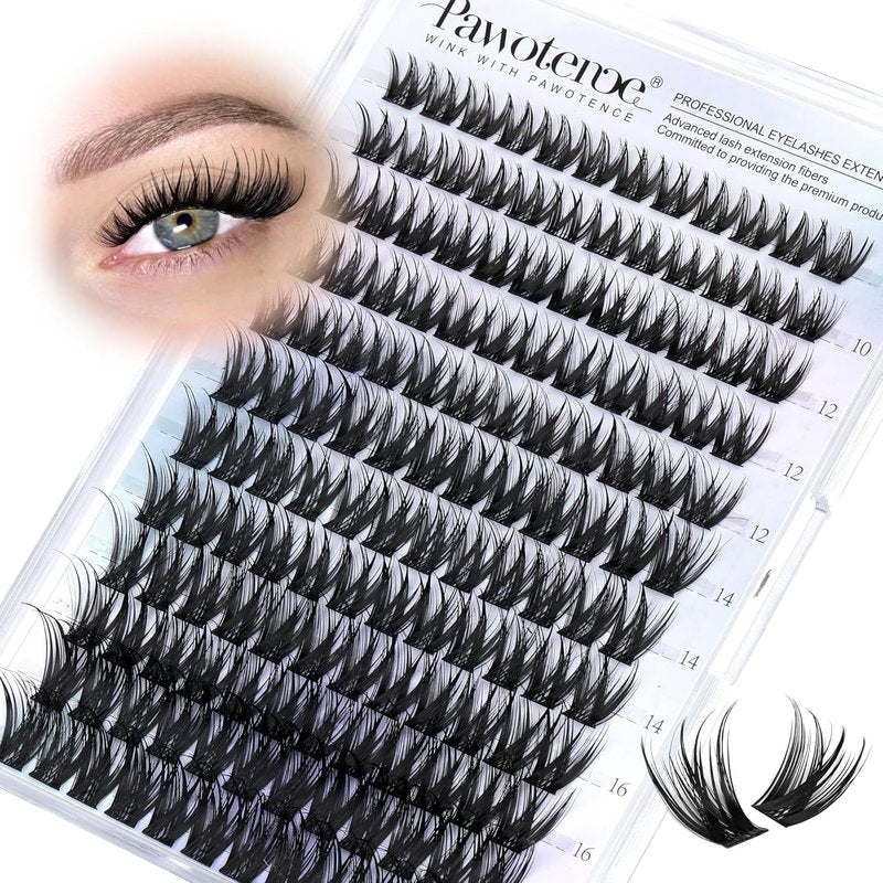 Pawotence Misha Lashes - Wispy Cluster Eyelash Extensions | 144pcs Soft & Comfortable 10-18mm DIY Lashes