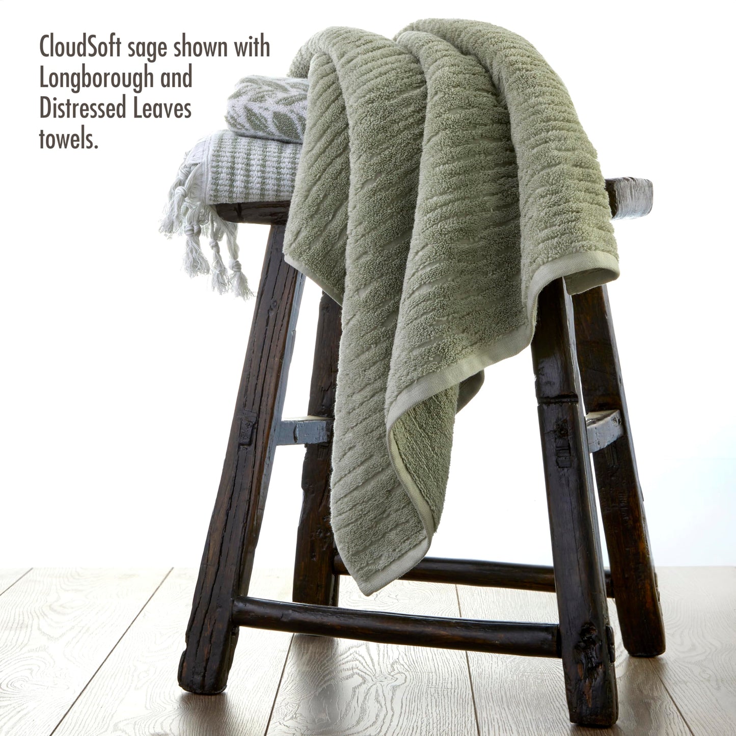 SKL Home CloudSoft Cotton Luxury 4 Pc Bath Towel Set, Sage