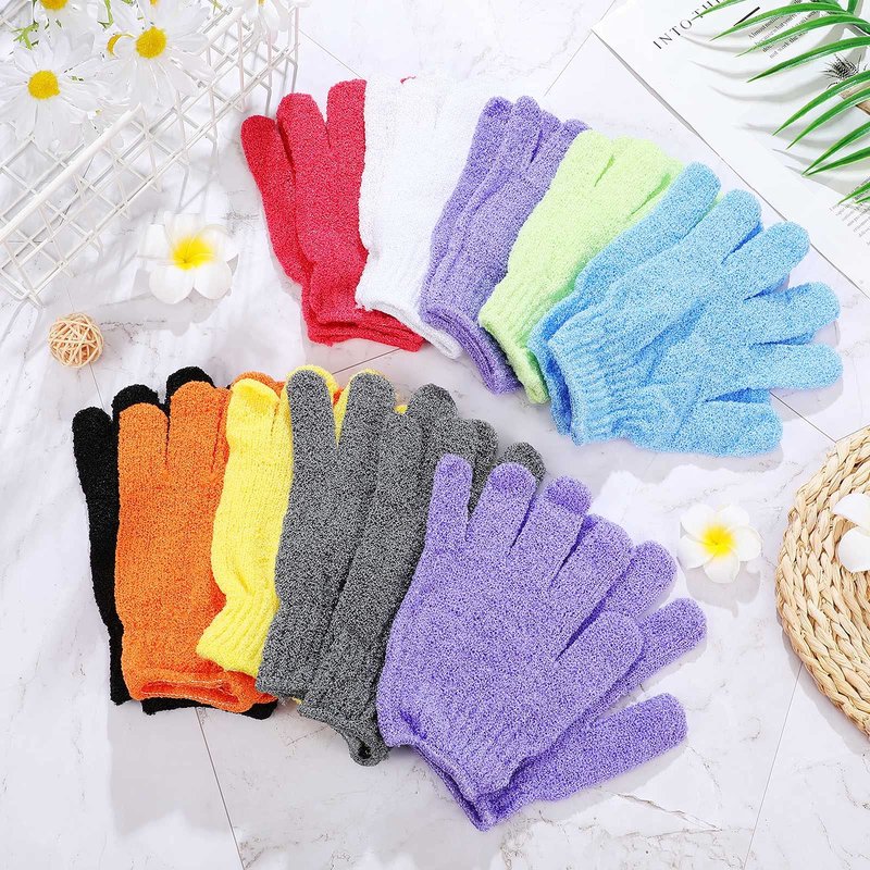 Moukeren 20 Pcs Exfoliating Bath Gloves 9 Colors Shower Scrub Exfoliating Body Bath Gloves Double Sided Bathing Glove for Women Men Spa Massage Skin Shower Bathing Accessories